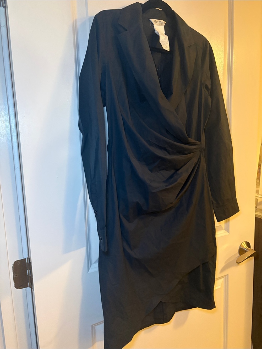 Max Mara Navy Draped Wrap Dress